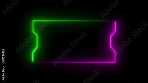 Neon Frame with Purple Left Side and Green Right Side on Black border outline