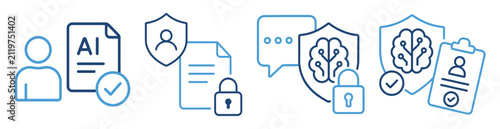 user data privacy security protection icon set on transparent background