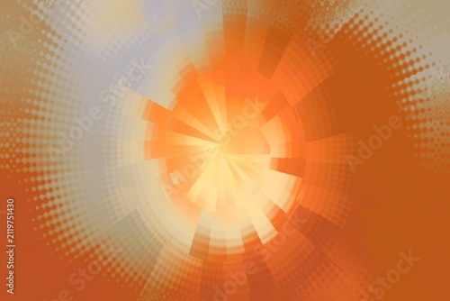 Foto A dazzling, radial explosion of vibrant orange, gold, and warm white light creates a hypnotic, starburst vortex
