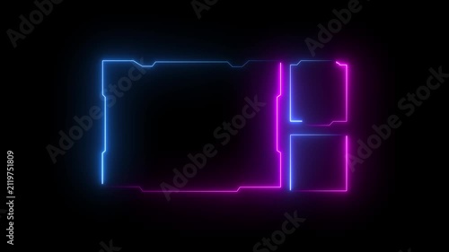Neon Frame with Purple Left and Blue Right with Smaller Blue and Purple Boxes border outline