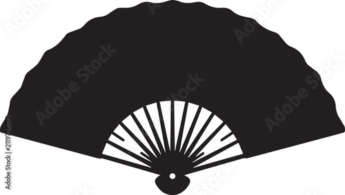 Hand fan silhouette icon. Traditional folding fan vector illustration for oriental design.