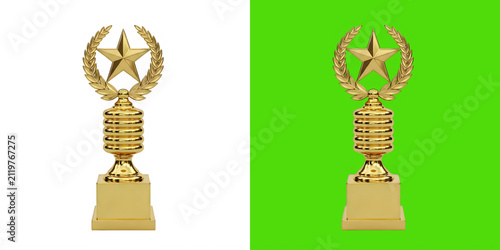 Konstfotografi Golden award trophy with star and wreath 3D render