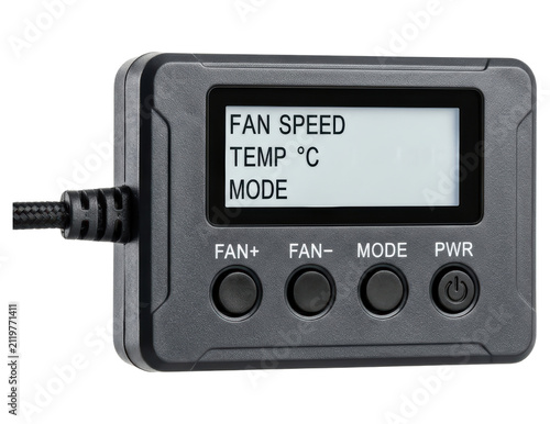 Digital fan speed and temperature controller module isolated on transparent