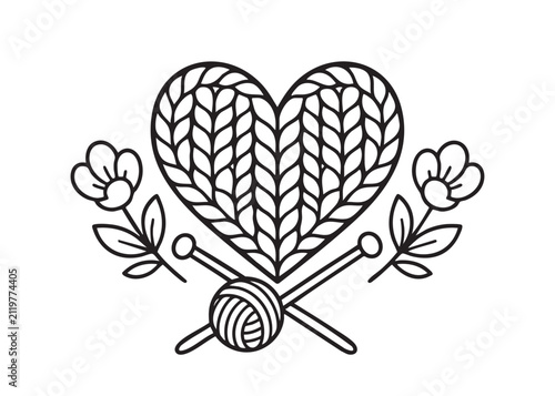 Knitting Coloring Page vector design