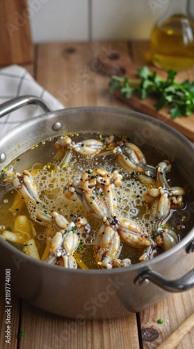 Fresh seafood in olive oil