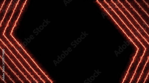 Abstract background with glowing red neon light lines forming geometric hexagonal shapes