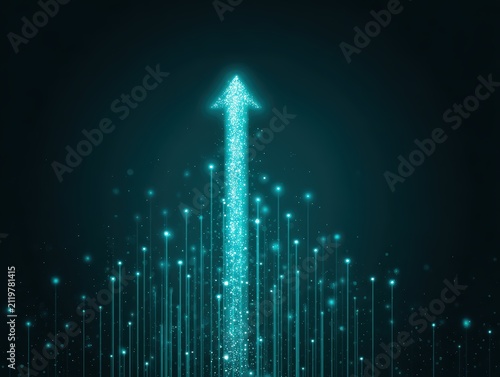 glowing upward arrow with particles