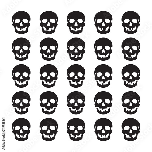 Canvastavla Pattern of repeated human skull icons in a grid layout with skeleton background