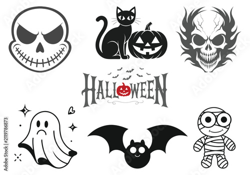 Halloween Cute & Creepy Silhouette Vector Bundle