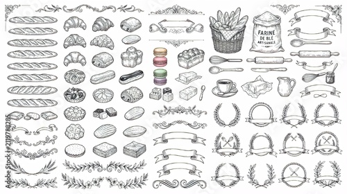 Vintage Hand Draw Bakery & Pastry Elements Collection