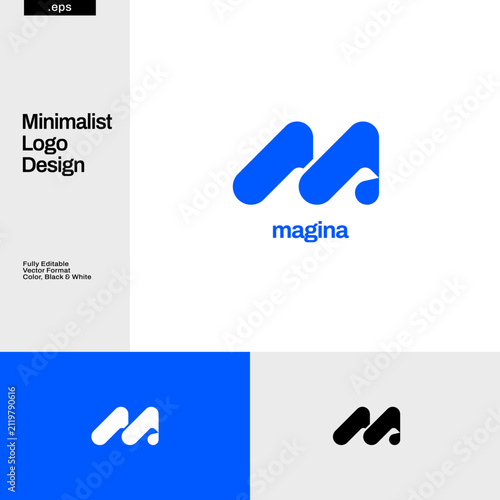 Simple Number Initial Letter M Logo Design Template
