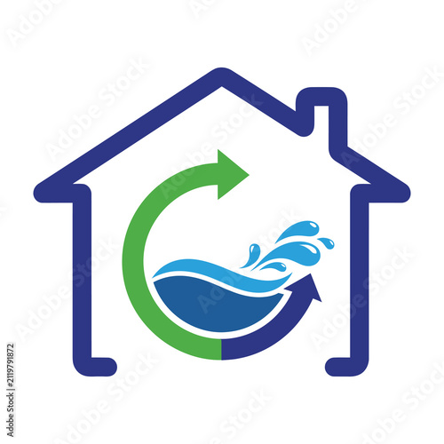 Water recycling in a house symbol