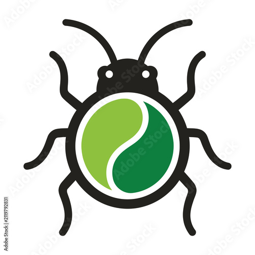 Eco Friendly Green Beetle Insect Icon Representing Sustainable Nature and Organic Pest Control
