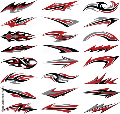 Abstract racing stripe stickers for car and bike vector.