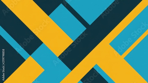 Modern geometric abstract design with intersecting diagonal stripes in blue and orange