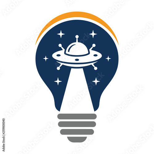 UFO spaceship in light bulb idea concept