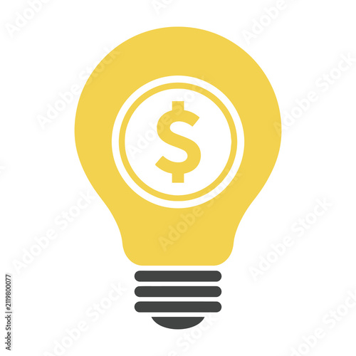 Yellow light bulb with dollar sign symbol inside