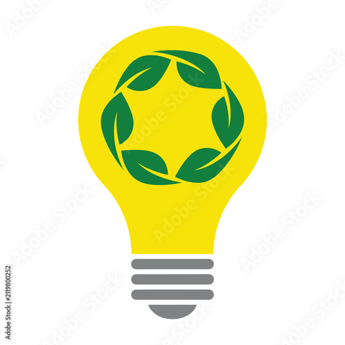 Green leaves light bulb eco concept symbol