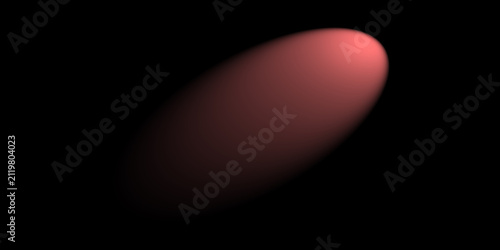 Quadro su tela Abstract 3D Red Glow Capsule Ellipsoid Shape Soft Gradient Lighting Element Isolated on Black Background