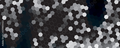 Dark Monochrome Hexagon Glow Pattern