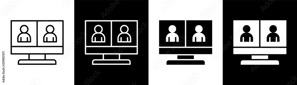 Fototapeta premium Online Meeting white and black icon set design