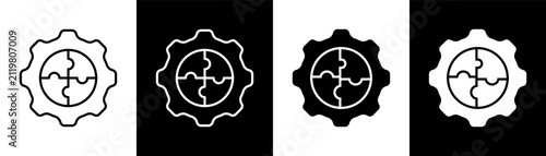 Foto Puzzle white and black icon set design