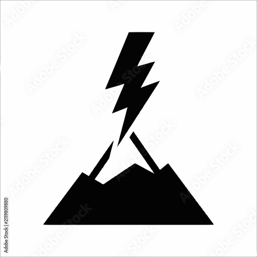Volcano Eruption Lightning Bolt Icon.