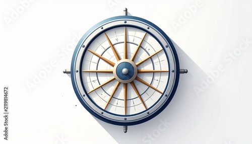 Vintage Compass Rose on White Background Top View.