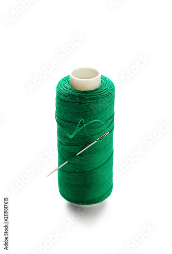 Green sewing thread spool w...