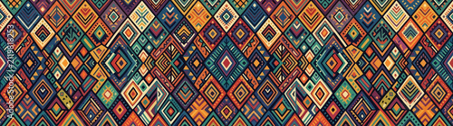 Boho Tribal Diamond Pattern Textile Background