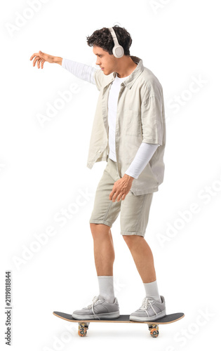 Handsome young man in headp...