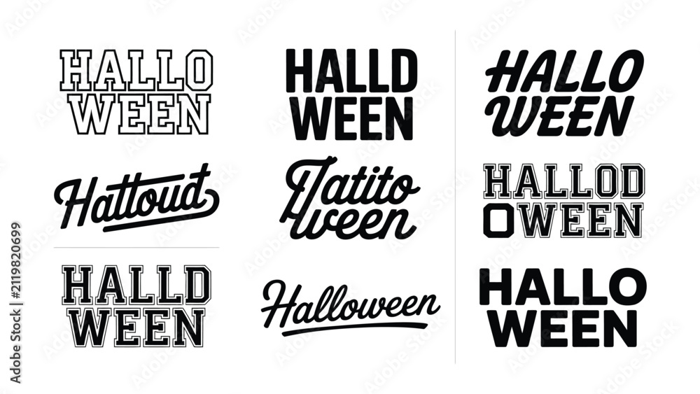 Fototapeta premium Creative Halloween Typography Designs With Various Font Styles Displayed