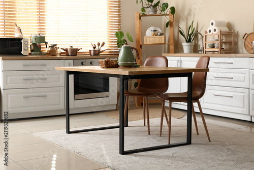 Interior of kitchen with el...
