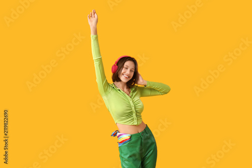 Stylish young woman in head...