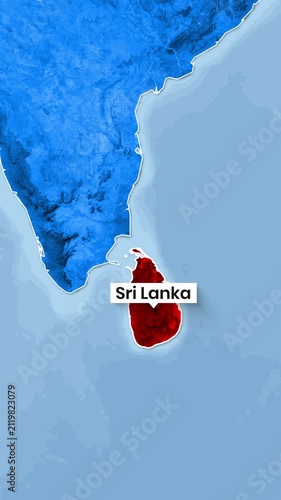 India and Sri Lanka Map Zooming In, Highlighting Sri Lanka Territory