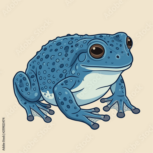 Flat illustration of a blue dumpy tree frog.