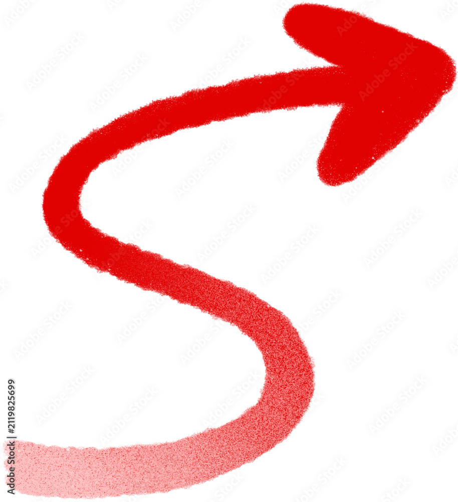 Fototapeta premium Red S Curved Up Right Arrow