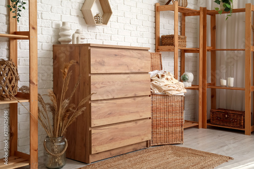 Interior of light laundry r...