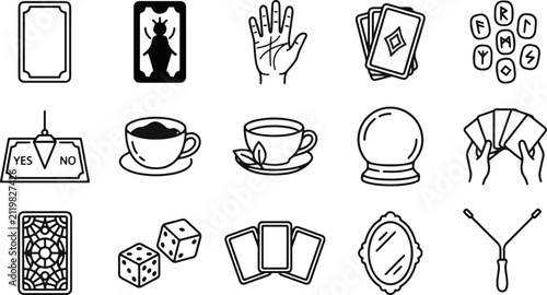 Canvastavla Set of fortune telling and divination symbols for spiritual practice with divina