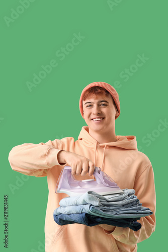 Cheerful young man with ele...