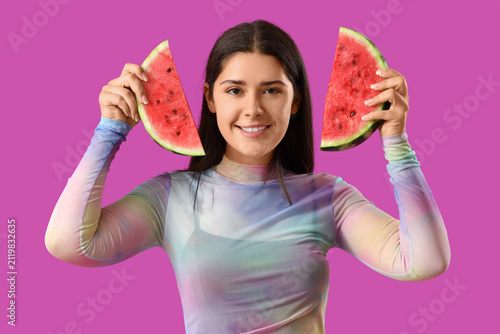 Young woman with fresh wate...