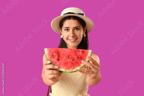 Young woman with fresh wate...