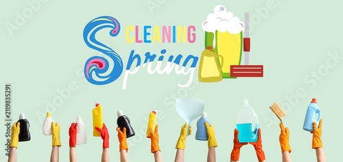 Spring Cleaning with many h...