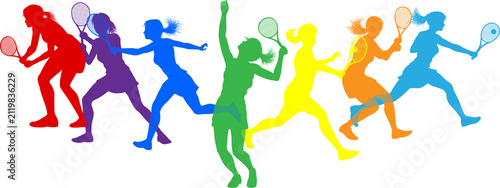 Silhouette tennis women fem...