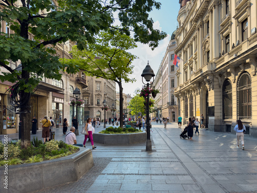 People walking along Knez Mihailova Street in Belgrade Serbia