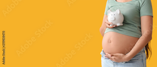 Pregnant woman holding a pi...