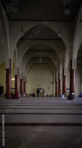 Tranquil Mosque Interior with Grand Arches