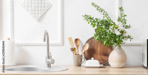 Modern kitchen interior wit...