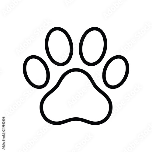 Quadro su tela Simple Paw Print Icon Vector - Black and White Animal Footprint Symbol