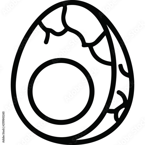 Quadro su tela Cracked hard-boiled egg icon, simple outline illustration of breakfast food